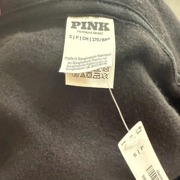 Pink VS Black Zip-Up Hoodie with off White Accents - Picture 2 of 3